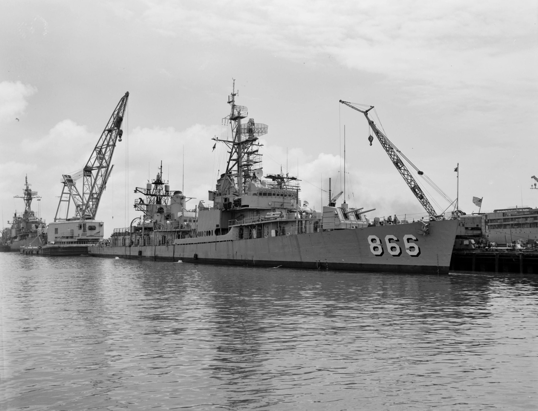 Official United States Navy photograph of destroyer USS Cone in port in June 1966
