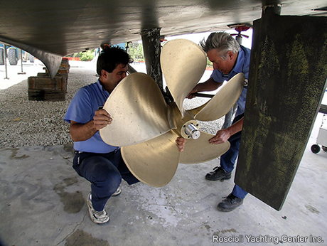 A vessel propeller and shaft prepared for service